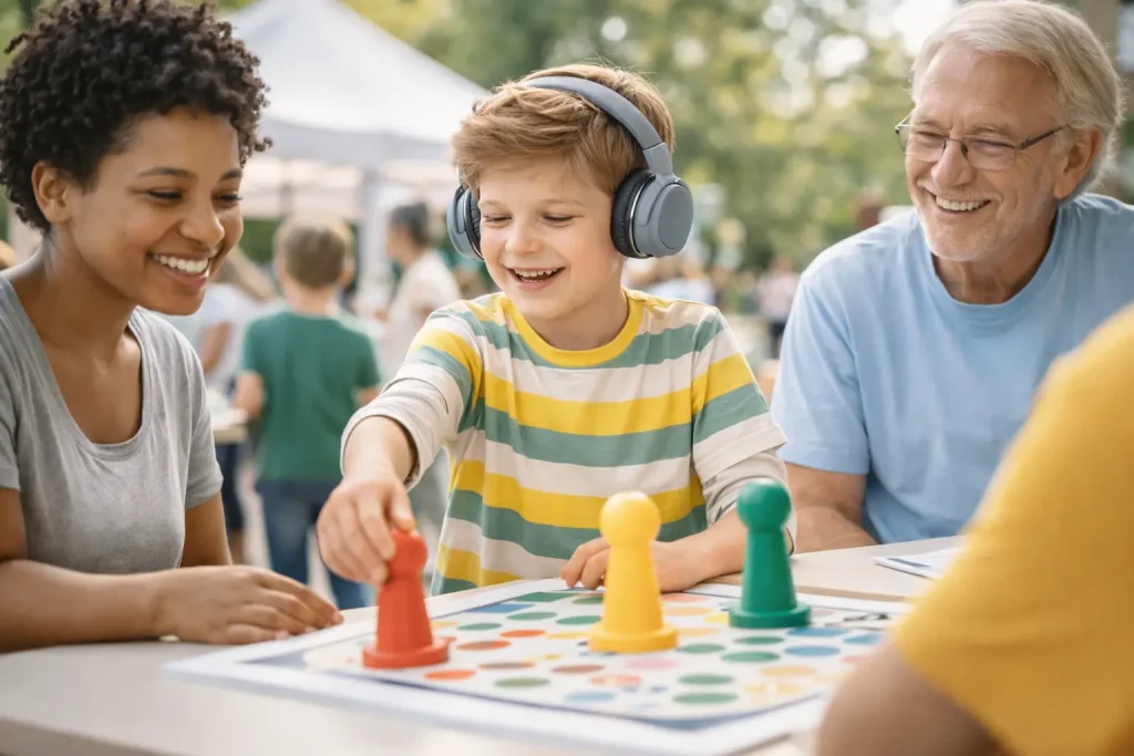 Pessoa com autismo nível 2 participando de atividade social com apoio.